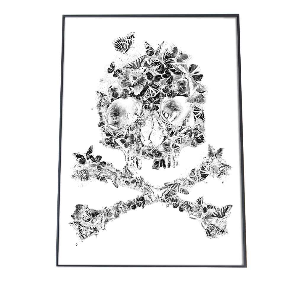 ドクロ どくろ ラインストーン 白黒 ポスター 【選べる全サイズ＆用紙】 ポスター フォト フレーム オ..