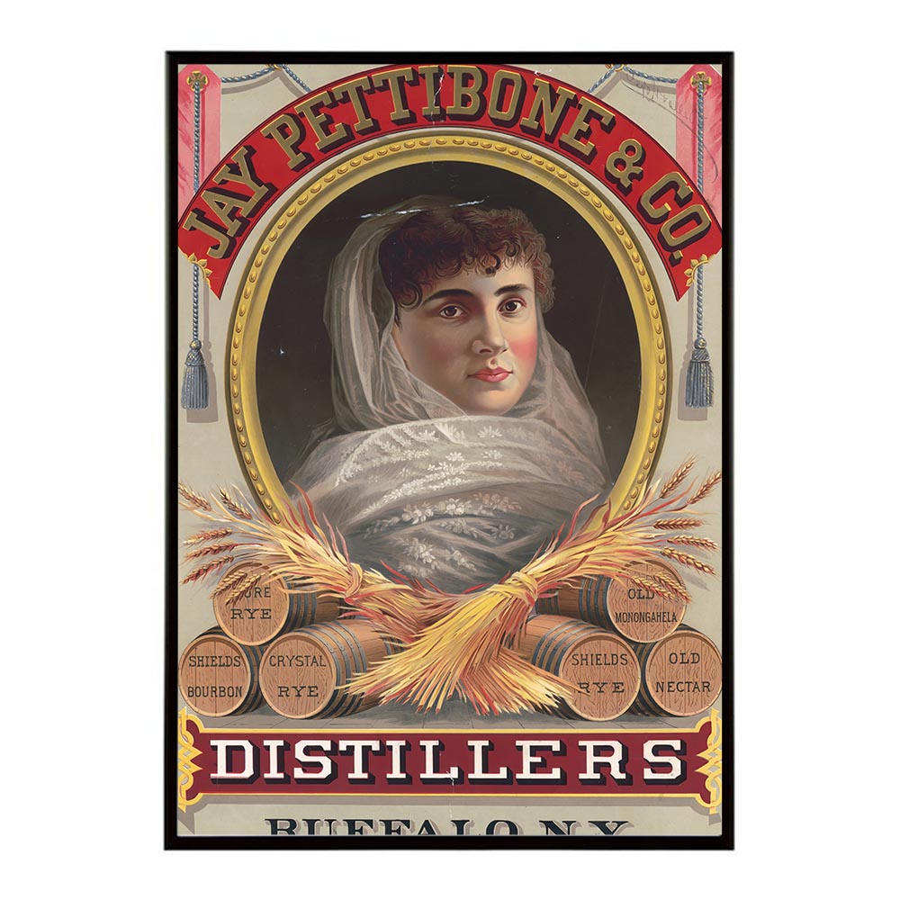 Jay_Pettibone_&_Co._distillers_Buffalo_N.Y.超古いポスター 復刻 デジタルリマスター 古典 アンティーク 中世 昭和 大正 歴史 インテリア おしゃれ プリントポスター フォト オシャレ アート モダン【bn-poster-1177】
