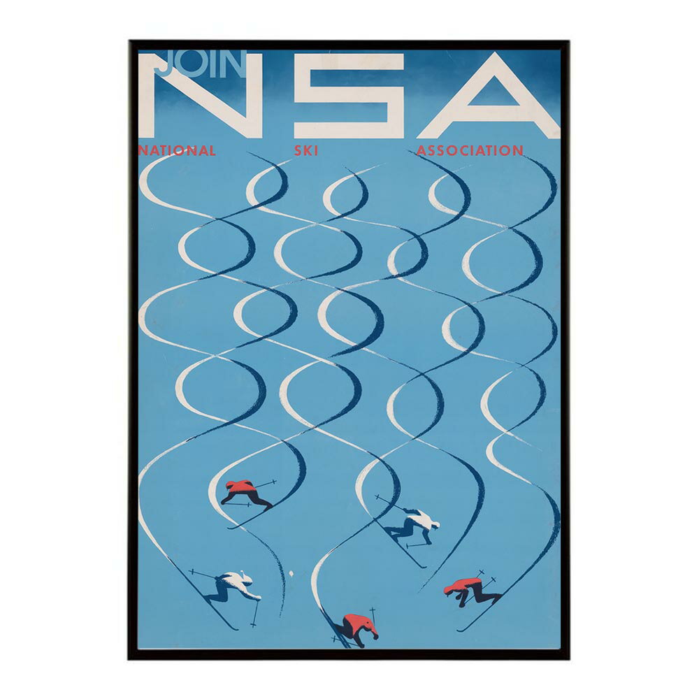 Join NSA, National Ski Association超古いポスター 復刻 デジタルリマスター 古典 アンティーク 中世 ..