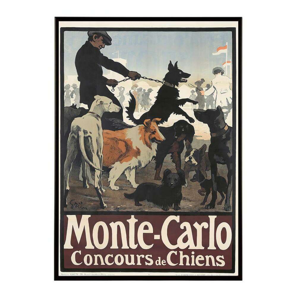 Rakuten - Monte-Carlo_Concours_de_Chiens超古いポスター 復刻 デジタルリマスター 古典 アンティーク 中世 昭和 大正 歴史 インテリア おしゃれ プリントポスター フォト オシャレ アート モダン【bn-poster-1311】