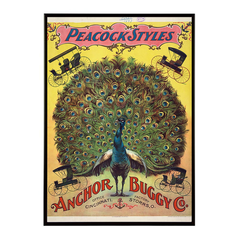 Peacock styles. Anchor Buggy Co.超古いポスター 復刻 デジタルリマスター 古典 アンティーク 中世 昭..