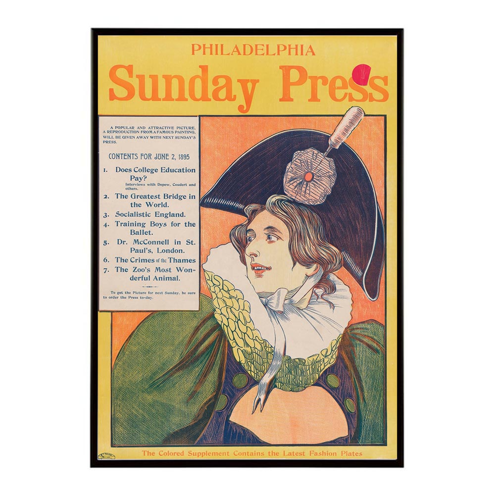 Philadelphia_Sunday_Press;_June_2nd超古いポスター 復刻 デジタルリマスター 古典 アンティーク 中世 昭和 大正 歴史 インテリア おしゃれ プリントポスター フォト オシャレ アート モダン