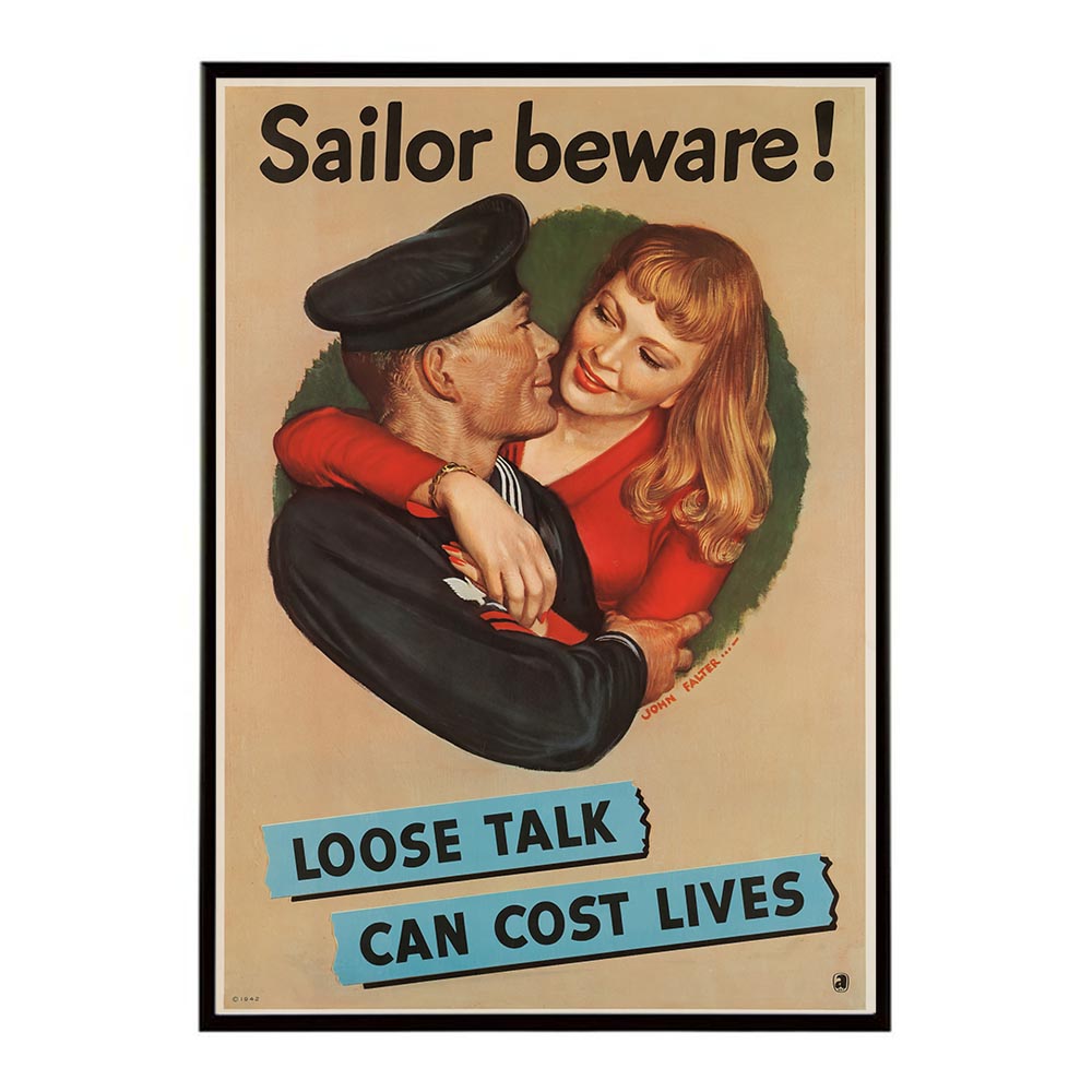 Sailor_beware!_Loose_talk_can_cost_lives超古いポスター 復刻 デジタルリマスター 古典 アンティーク..