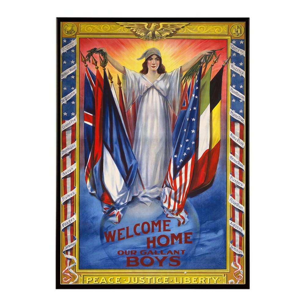 Welcome_home_our_gallant_boys_Peace_justice_liberty 超レトロ 古い 世界 ポスター インテリア クラシック 古典 ヴィンテージ アンティーク デジタルリマスター おしゃれ プリントポスター フォト オシャレ アート モダン 【bn-poster-2430】