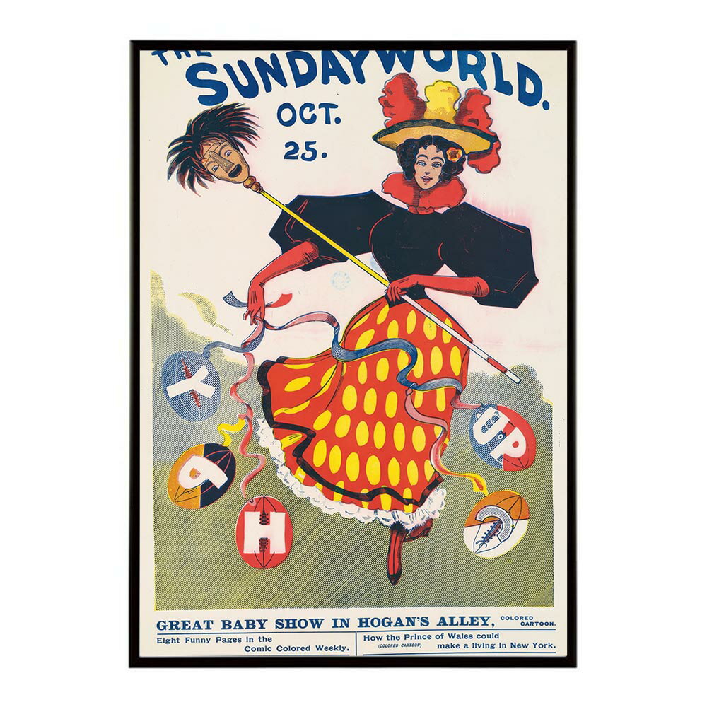 illustration of a woman, in a colorful dress and hat, dancing among footballs 超レトロ 古い 世界 ポスター インテリア クラシック 古典 ヴィンテージ アンティーク デジタルリマスター おしゃれ プリントポスター フォト オシャレ アート モダン 【bn-poster-2499】