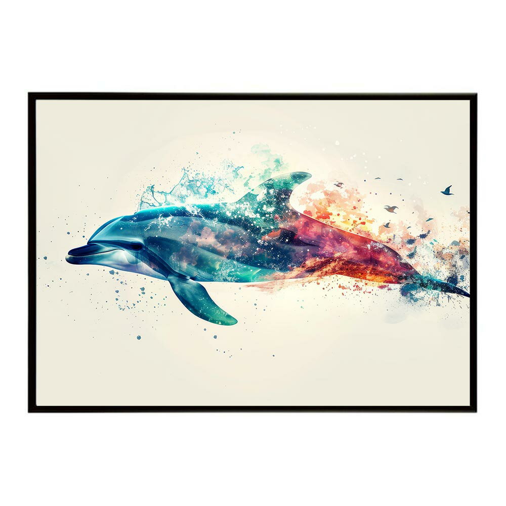 イルカ 海 ブルー ドルフィン 夏 ポスター クジラ シャチ 水族館 水中　南国 ハワイ 自然 サーフ用紙とサイズが選べる インテリア おしゃれ プリントポスター フォト オシャレ アート お洒落 特大 大きい【lh-poster-5799】
