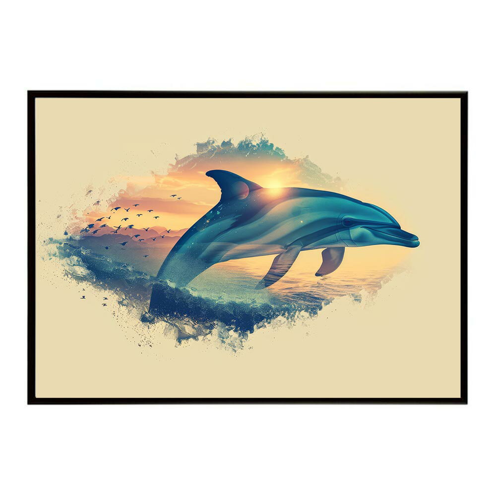 イルカ 海 ブルー ドルフィン 夏 ポスター クジラ シャチ 水族館 水中　南国 ハワイ 自然 サーフ用紙とサイズが選べる インテリア おしゃれ プリントポスター フォト オシャレ アート お洒落 特大 大きい【lh-poster-5818】