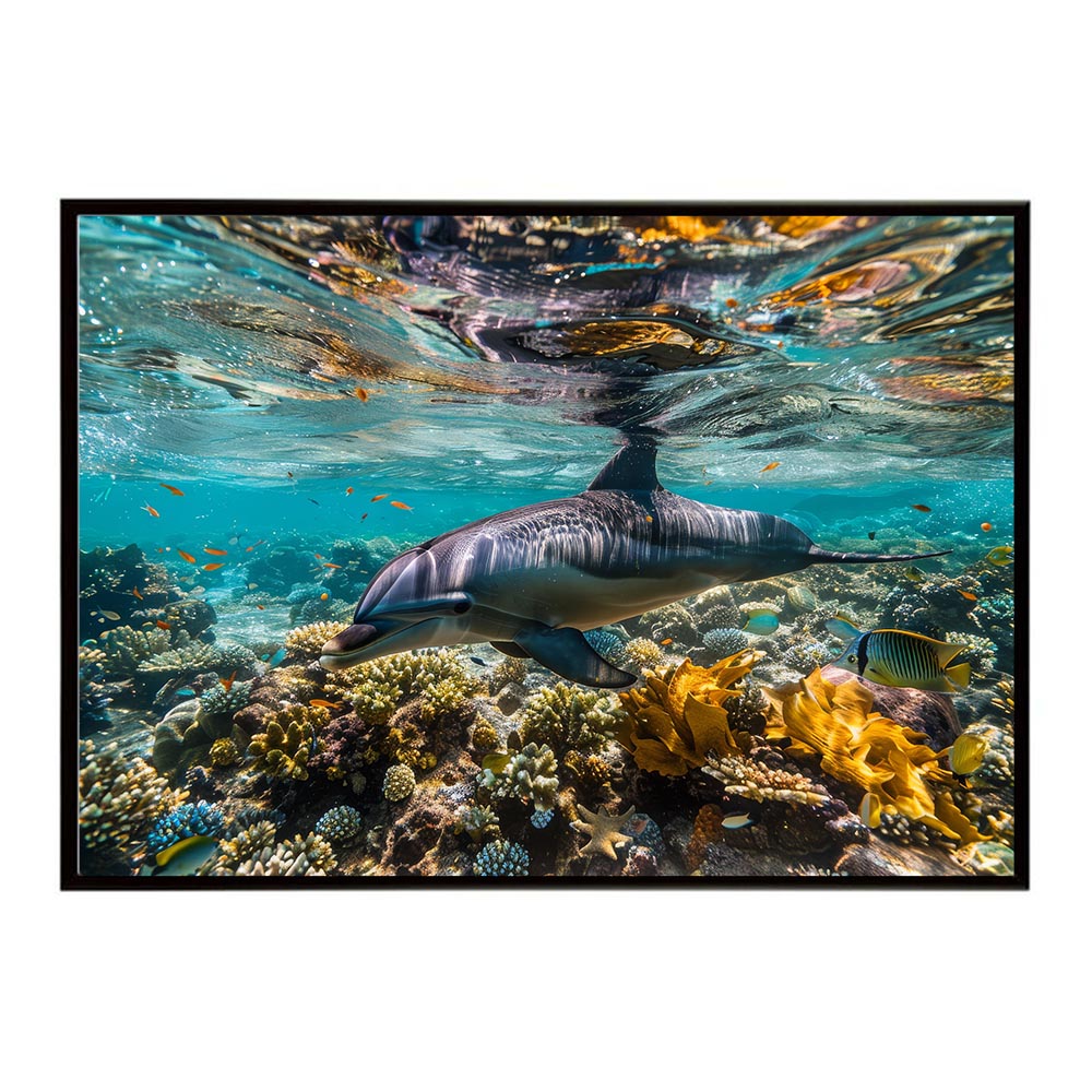 イルカ 海 ブルー ドルフィン 夏 ポスター クジラ シャチ 水族館 水中　南国 ハワイ 自然 サーフ用紙とサイズが選べる インテリア おしゃれ プリントポスター フォト オシャレ アート お洒落 特大 大きい【lh-poster-5856】