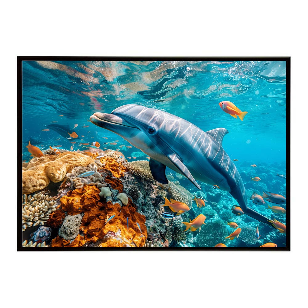 イルカ 海 ブルー ドルフィン 夏 ポスター クジラ シャチ 水族館 水中　南国 ハワイ 自然 サーフ用紙とサイズが選べる インテリア おしゃれ プリントポスター フォト オシャレ アート お洒落 特大 大きい【lh-poster-5859】