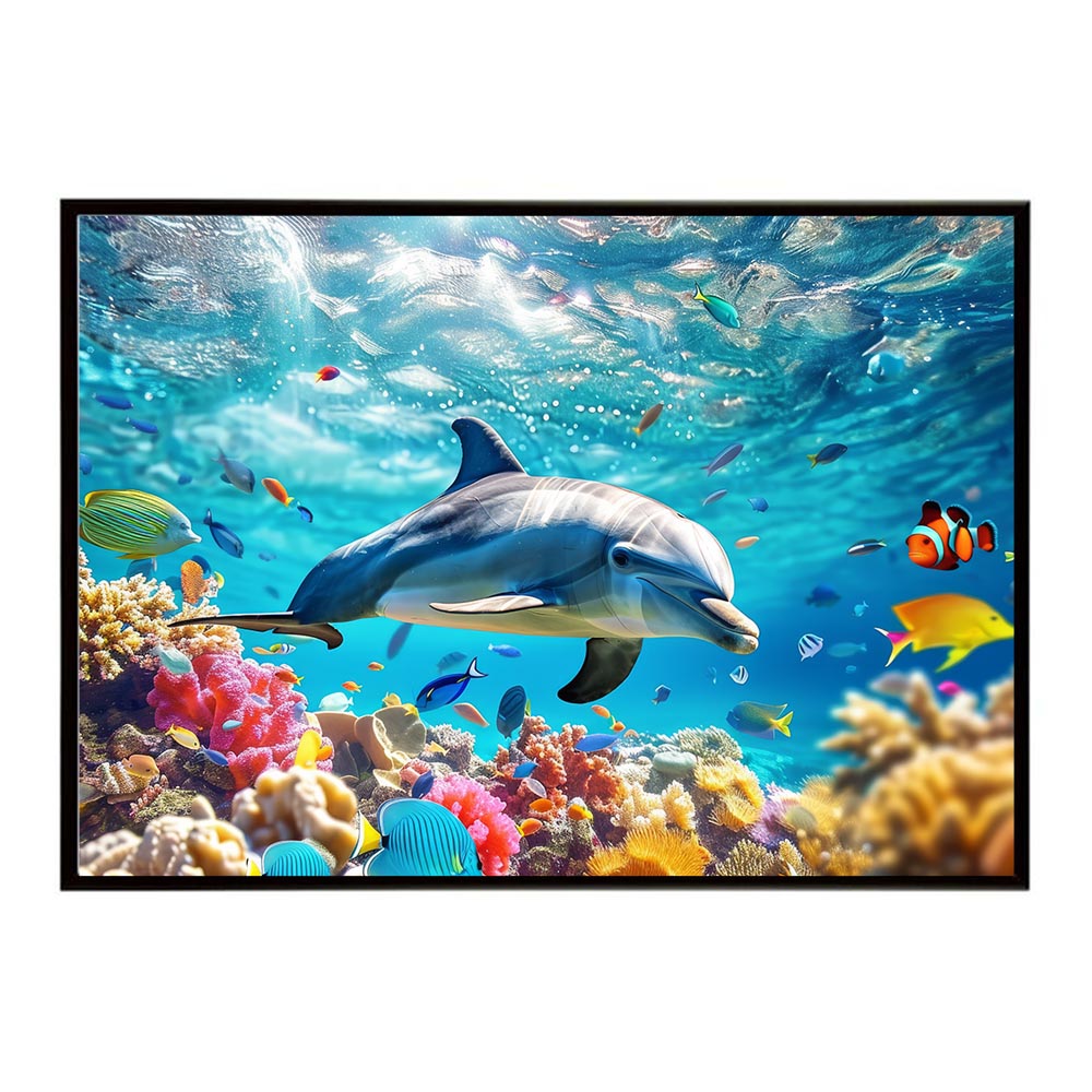 イルカ 海 ブルー ドルフィン 夏 ポスター クジラ シャチ 水族館 水中　南国 ハワイ 自然 サーフ用紙とサイズが選べる インテリア おしゃれ プリントポスター フォト オシャレ アート お洒落 特大 大きい【lh-poster-5860】