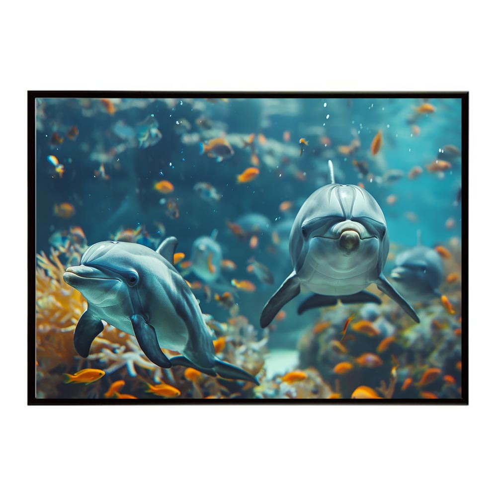 イルカ 海 ブルー ドルフィン 夏 ポスター クジラ シャチ 水族館 水中　南国 ハワイ 自然 サーフ用紙とサイズが選べる インテリア おしゃれ プリントポスター フォト オシャレ アート お洒落 特大 大きい【lh-poster-5868】