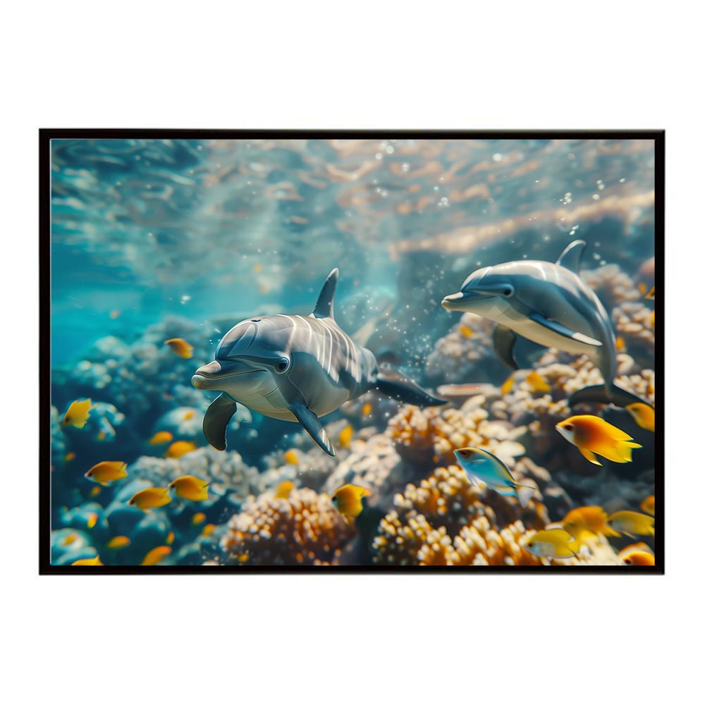 イルカ 海 ブルー ドルフィン 夏 ポスター クジラ シャチ 水族館 水中　南国 ハワイ 自然 サーフ用紙とサイズが選べる インテリア おしゃれ プリントポスター フォト オシャレ アート お洒落 特大 大きい【lh-poster-5869】