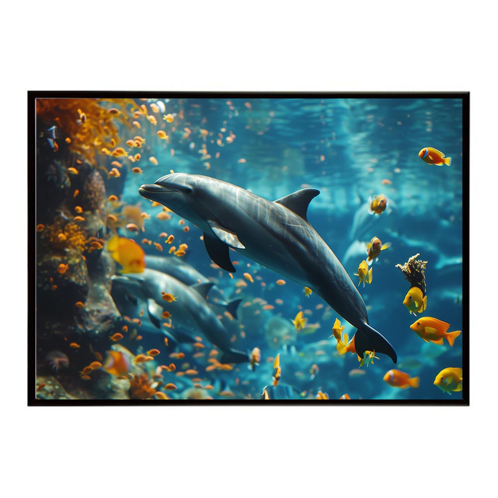 イルカ 海 ブルー ドルフィン 夏 ポスター クジラ シャチ 水族館 水中　南国 ハワイ 自然 サーフ用紙とサイズが選べる インテリア おしゃれ プリントポスター フォト オシャレ アート お洒落 特大 大きい【lh-poster-5875】