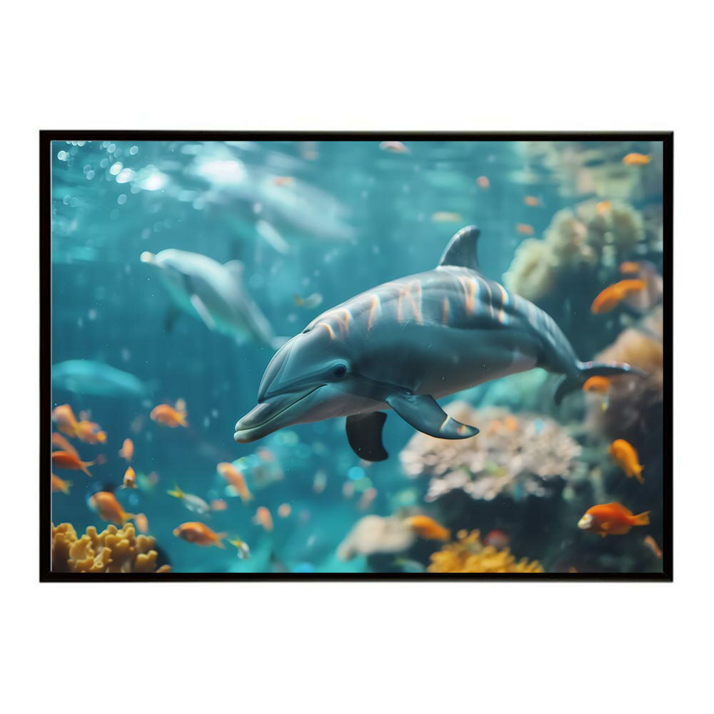 イルカ 海 ブルー ドルフィン 夏 ポスター クジラ シャチ 水族館 水中　南国 ハワイ 自然 サーフ用紙とサイズが選べる インテリア おしゃれ プリントポスター フォト オシャレ アート お洒落 特大 大きい【lh-poster-5876】