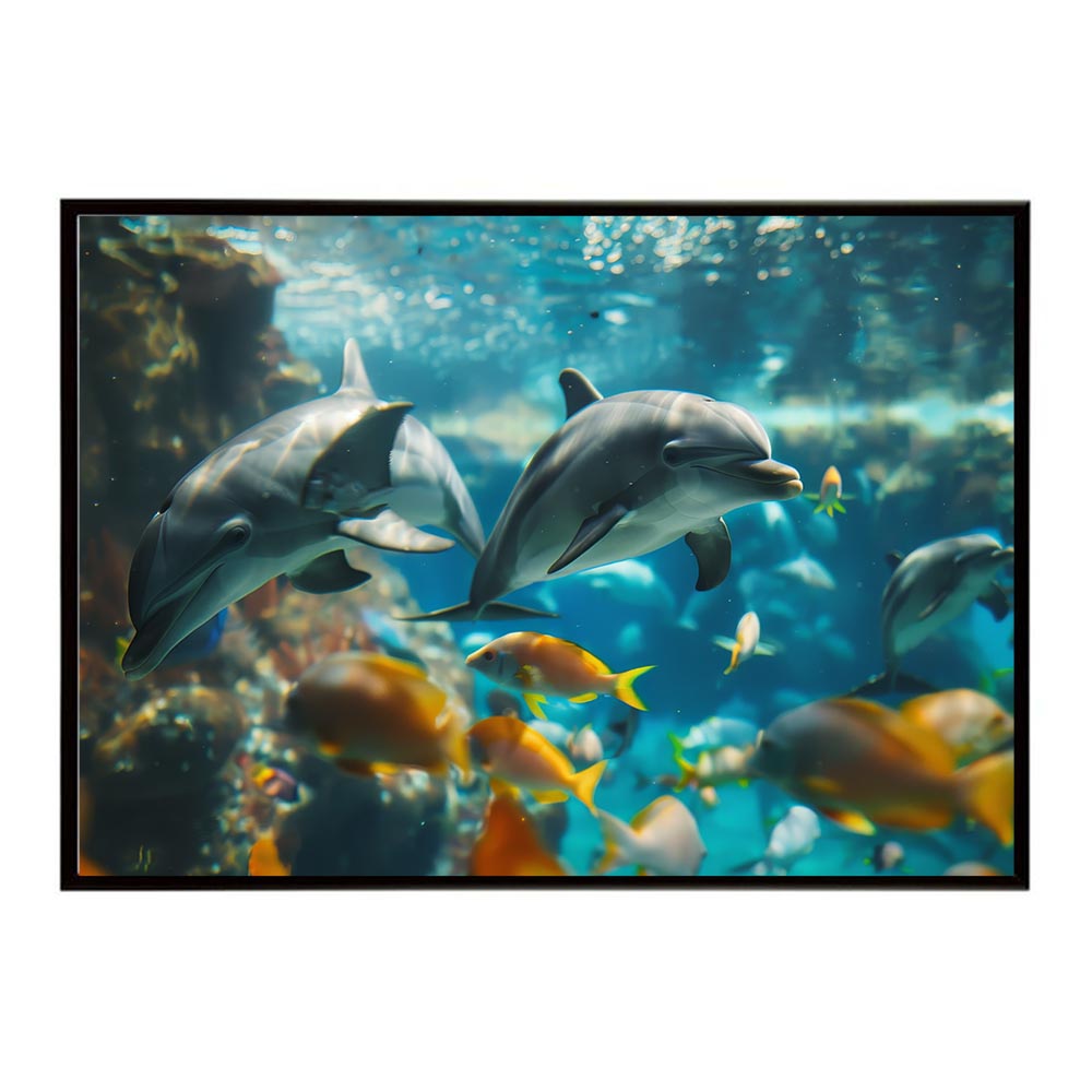 イルカ 海 ブルー ドルフィン 夏 ポスター クジラ シャチ 水族館 水中　南国 ハワイ 自然 サーフ用紙とサイズが選べる インテリア おしゃれ プリントポスター フォト オシャレ アート お洒落 特大 大きい【lh-poster-5884】