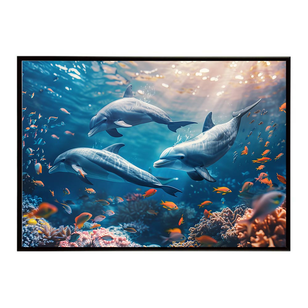 イルカ 海 ブルー ドルフィン 夏 ポスター クジラ シャチ 水族館 水中　南国 ハワイ 自然 サーフ用紙とサイズが選べる インテリア おしゃれ プリントポスター フォト オシャレ アート お洒落 特大 大きい【lh-poster-5885】