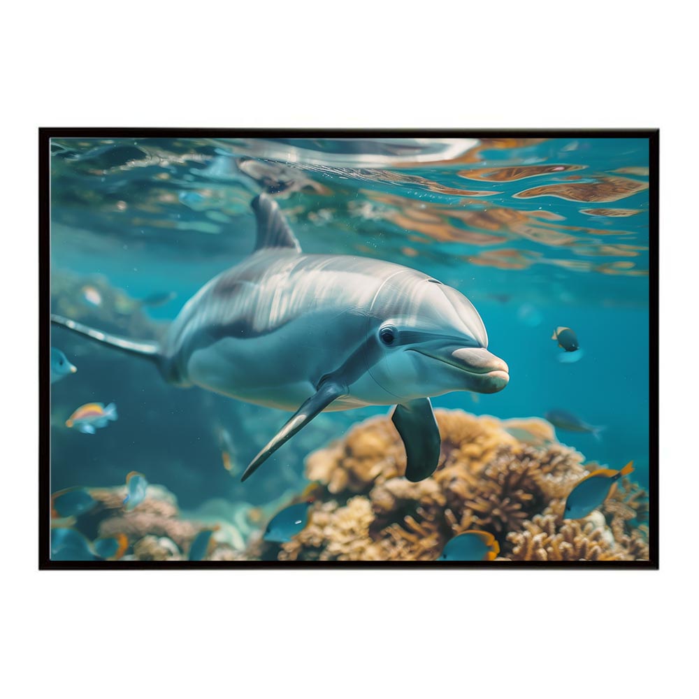 イルカ 海 ブルー ドルフィン 夏 ポスター クジラ シャチ 水族館 水中　南国 ハワイ 自然 サーフ用紙とサイズが選べる インテリア おしゃれ プリントポスター フォト オシャレ アート お洒落 特大 大きい【lh-poster-5886】