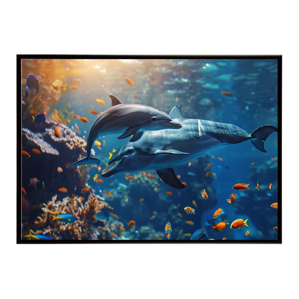 イルカ 海 ブルー ドルフィン 夏 ポスター クジラ シャチ 水族館 水中　南国 ハワイ 自然 サーフ用紙とサイズが選べる インテリア おしゃれ プリントポスター フォト オシャレ アート お洒落 特大 大きい【lh-poster-5887】