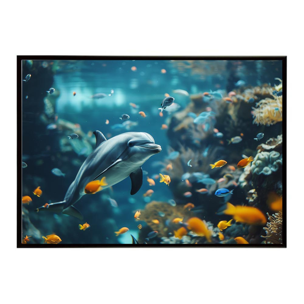 イルカ 海 ブルー ドルフィン 夏 ポスター クジラ シャチ 水族館 水中　南国 ハワイ 自然 サーフ用紙とサイズが選べる インテリア おしゃれ プリントポスター フォト オシャレ アート お洒落 特大 大きい【lh-poster-5888】