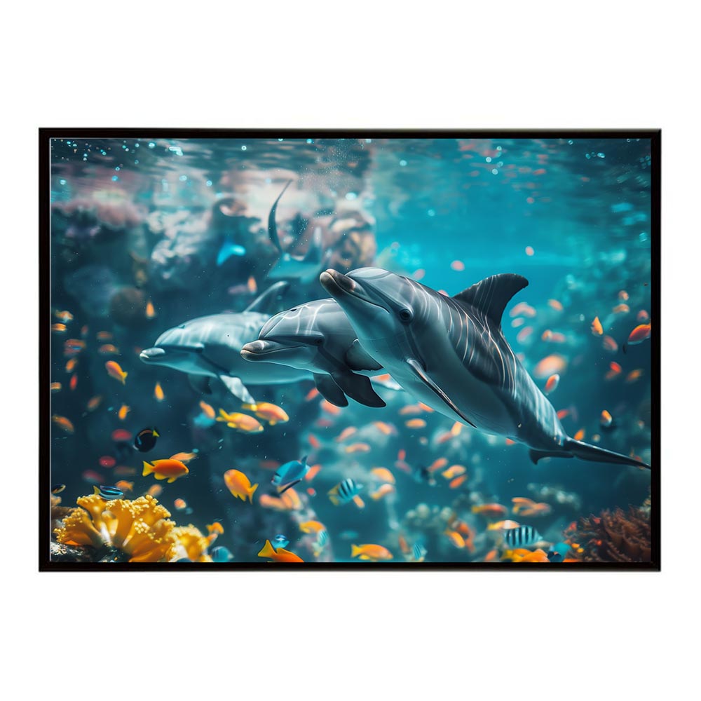 イルカ 海 ブルー ドルフィン 夏 ポスター クジラ シャチ 水族館 水中　南国 ハワイ 自然 サーフ用紙とサイズが選べる インテリア おしゃれ プリントポスター フォト オシャレ アート お洒落 特大 大きい【lh-poster-5890】