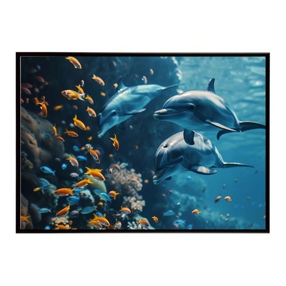 イルカ 海 ブルー ドルフィン 夏 ポスター クジラ シャチ 水族館 水中　南国 ハワイ 自然 サーフ用紙とサイズが選べる インテリア おしゃれ プリントポスター フォト オシャレ アート お洒落 特大 大きい【lh-poster-5891】