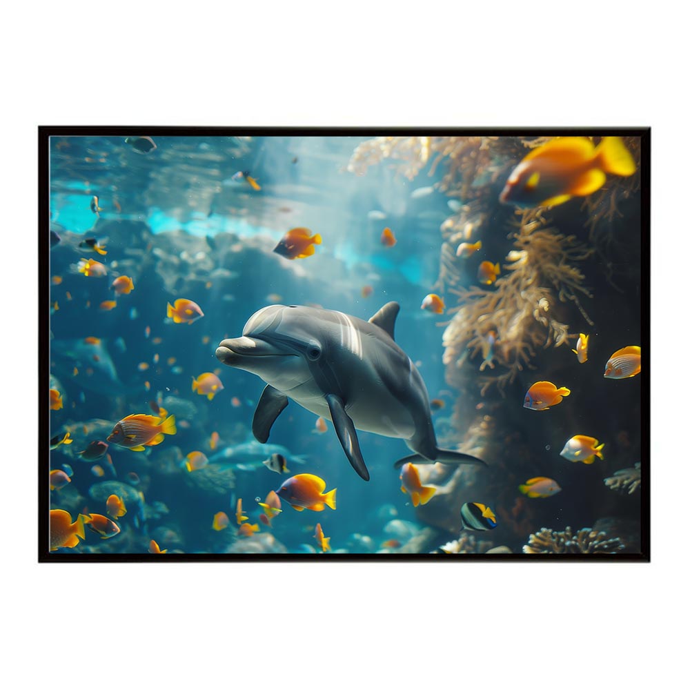 イルカ 海 ブルー ドルフィン 夏 ポスター クジラ シャチ 水族館 水中　南国 ハワイ 自然 サーフ用紙とサイズが選べる インテリア おしゃれ プリントポスター フォト オシャレ アート お洒落 特大 大きい【lh-poster-5892】