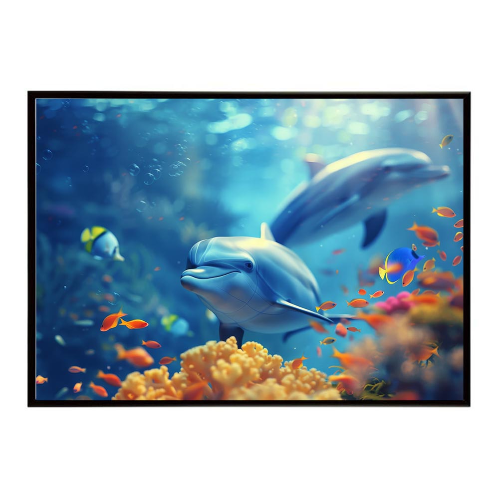 イルカ 海 ブルー ドルフィン 夏 ポスター クジラ シャチ 水族館 水中　南国 ハワイ 自然 サーフ用紙とサイズが選べる インテリア おしゃれ プリントポスター フォト オシャレ アート お洒落 特大 大きい【lh-poster-5894】