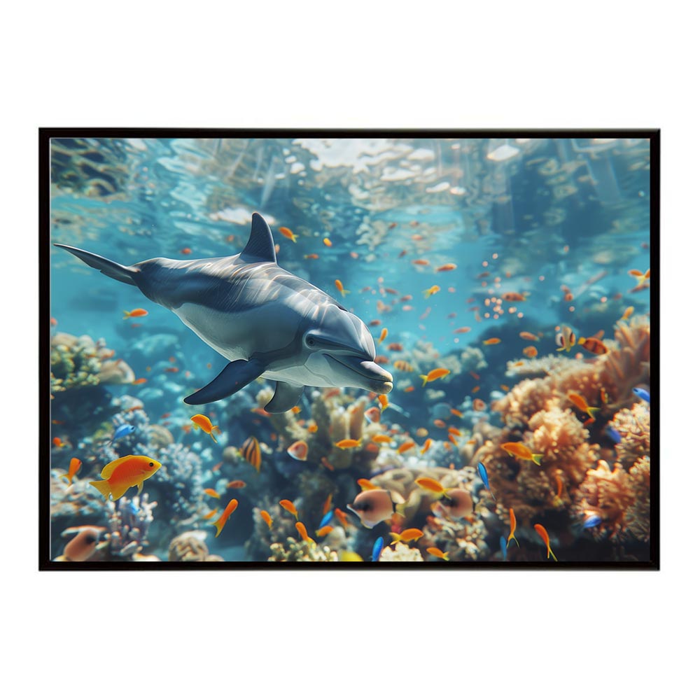 イルカ 海 ブルー ドルフィン 夏 ポスター クジラ シャチ 水族館 水中　南国 ハワイ 自然 サーフ用紙とサイズが選べる インテリア おしゃれ プリントポスター フォト オシャレ アート お洒落 特大 大きい【lh-poster-5899】