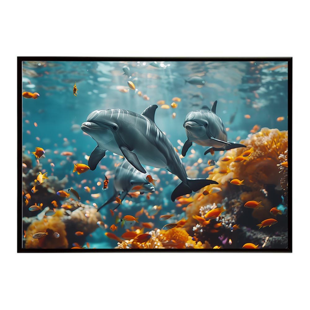 イルカ 海 ブルー ドルフィン 夏 ポスター クジラ シャチ 水族館 水中　南国 ハワイ 自然 サーフ用紙とサイズが選べる インテリア おしゃれ プリントポスター フォト オシャレ アート お洒落 特大 大きい【lh-poster-5900】