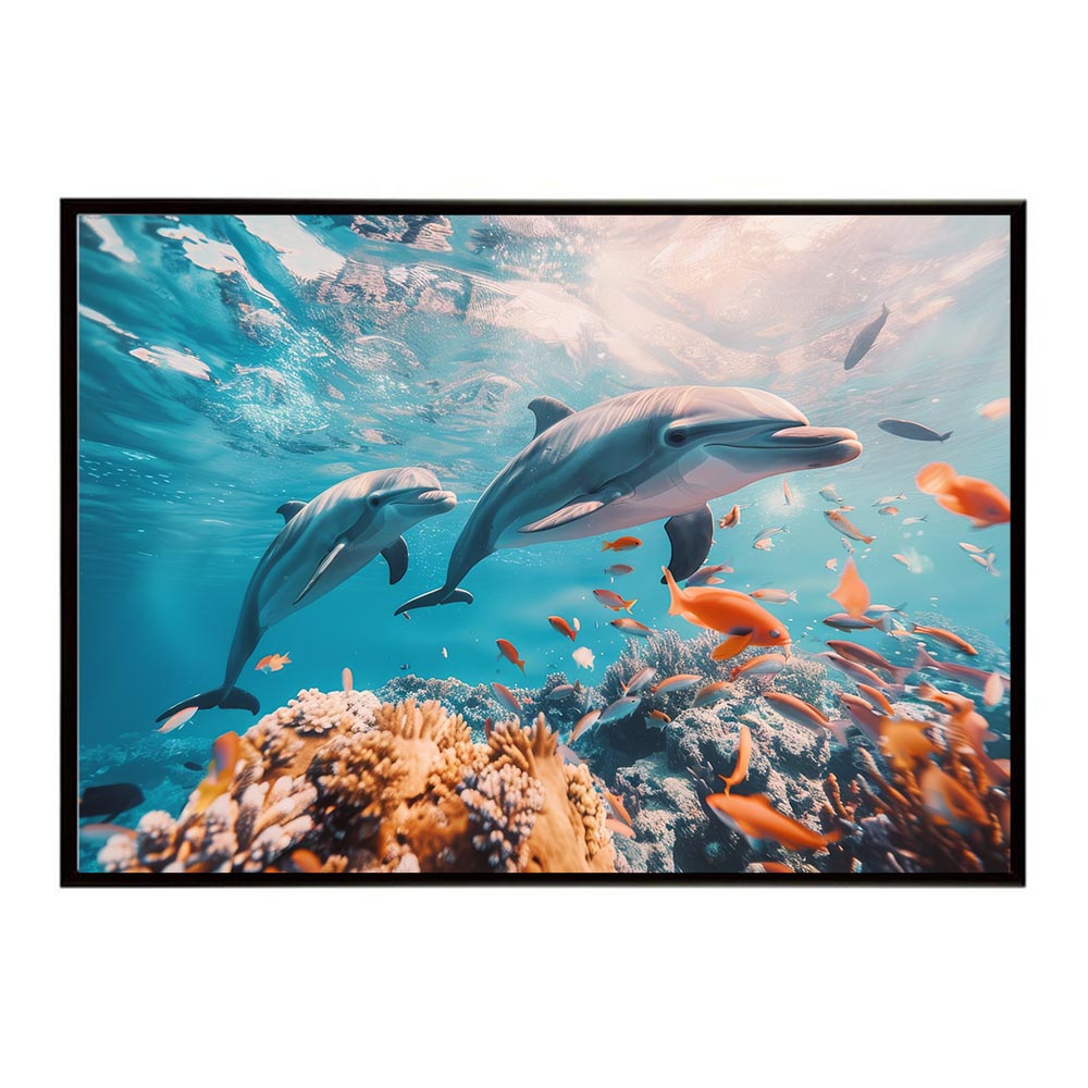 イルカ 海 ブルー ドルフィン 夏 ポスター クジラ シャチ 水族館 水中　南国 ハワイ 自然 サーフ用紙とサイズが選べる インテリア おしゃれ プリントポスター フォト オシャレ アート お洒落 特大 大きい【lh-poster-5902】