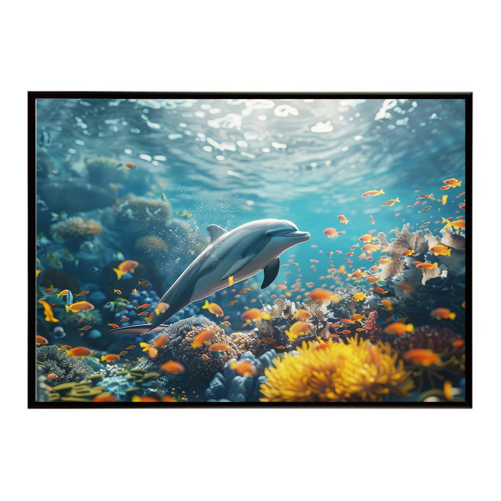 イルカ 海 ブルー ドルフィン 夏 ポスター クジラ シャチ 水族館 水中　南国 ハワイ 自然 サーフ用紙とサイズが選べる インテリア おしゃれ プリントポスター フォト オシャレ アート お洒落 特大 大きい【lh-poster-5904】