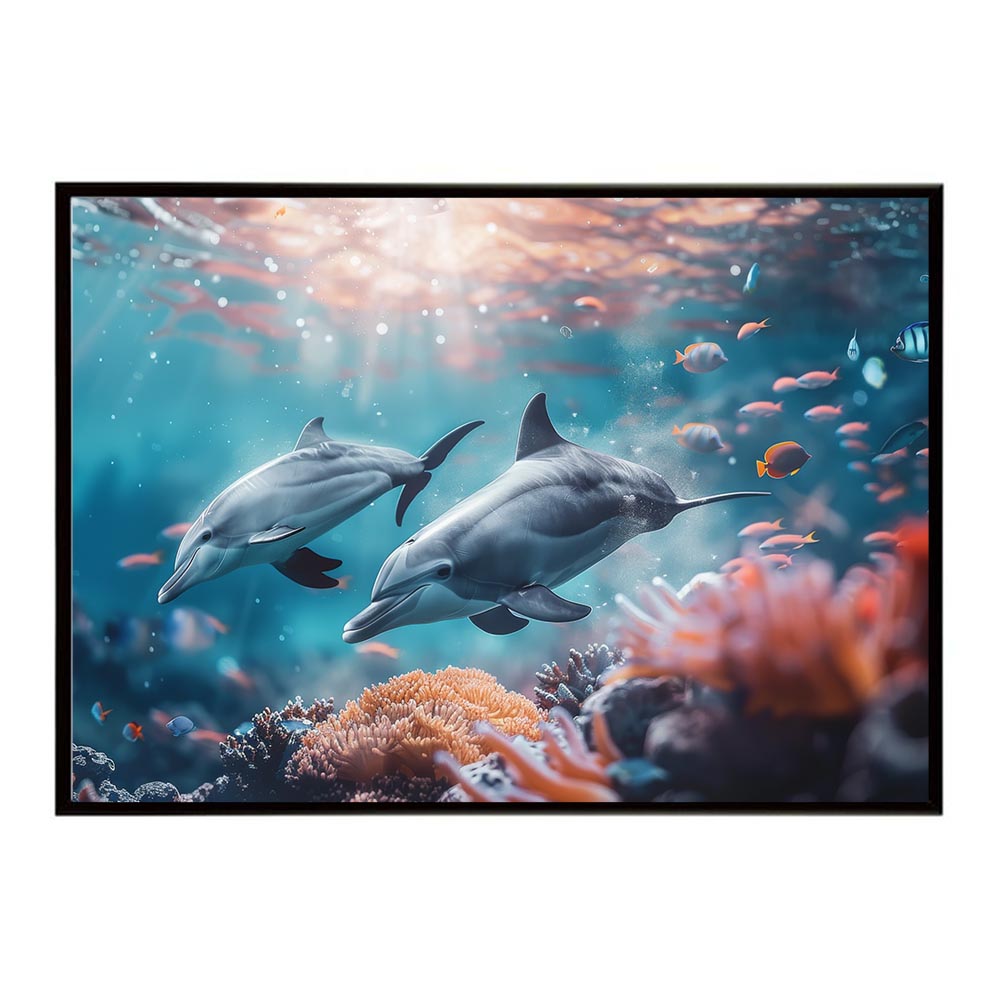 イルカ 海 ブルー ドルフィン 夏 ポスター クジラ シャチ 水族館 水中　南国 ハワイ 自然 サーフ用紙とサイズが選べる インテリア おしゃれ プリントポスター フォト オシャレ アート お洒落 特大 大きい【lh-poster-5905】