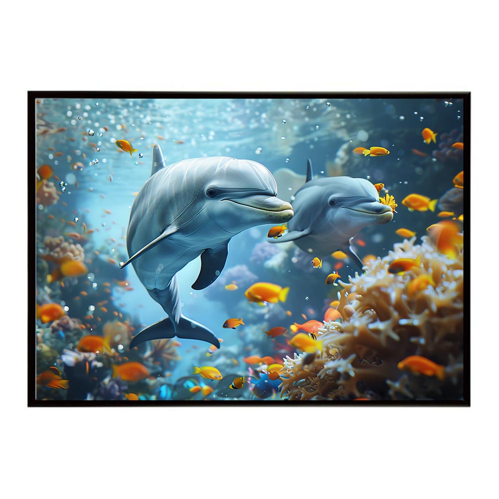 イルカ 海 ブルー ドルフィン 夏 ポスター クジラ シャチ 水族館 水中　南国 ハワイ 自然 サーフ用紙とサイズが選べる インテリア おしゃれ プリントポスター フォト オシャレ アート お洒落 特大 大きい【lh-poster-5907】