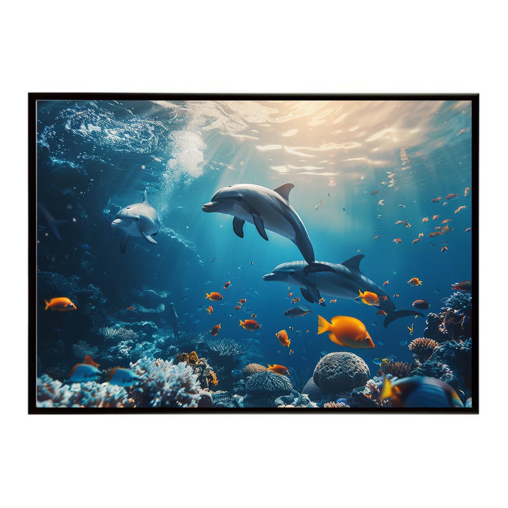 イルカ 海 ブルー ドルフィン 夏 ポスター クジラ シャチ 水族館 水中　南国 ハワイ 自然 サーフ用紙とサイズが選べる インテリア おしゃれ プリントポスター フォト オシャレ アート お洒落 特大 大きい【lh-poster-5910】