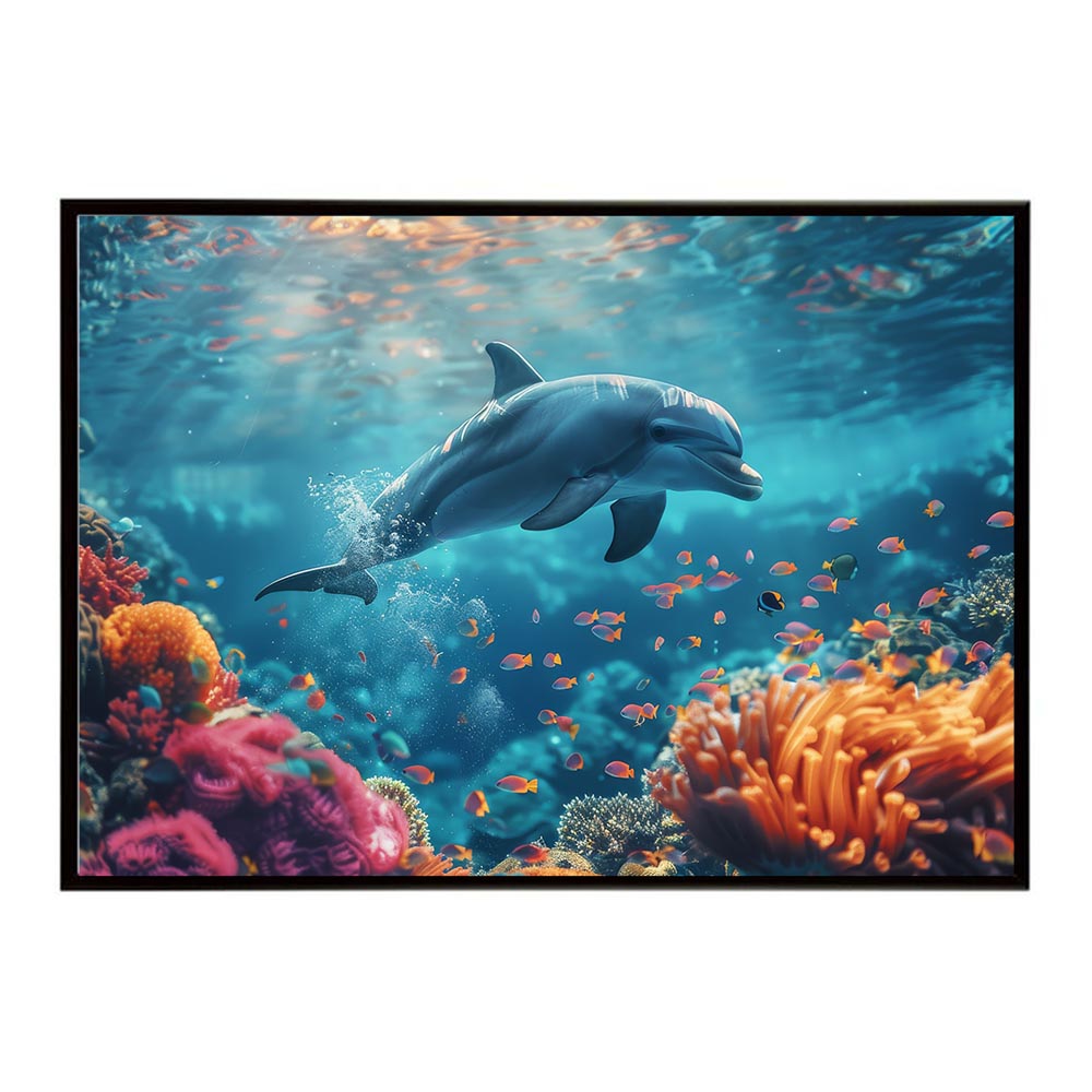 イルカ 海 ブルー ドルフィン 夏 ポスター クジラ シャチ 水族館 水中　南国 ハワイ 自然 サーフ用紙とサイズが選べる インテリア おしゃれ プリントポスター フォト オシャレ アート お洒落 特大 大きい【lh-poster-5911】