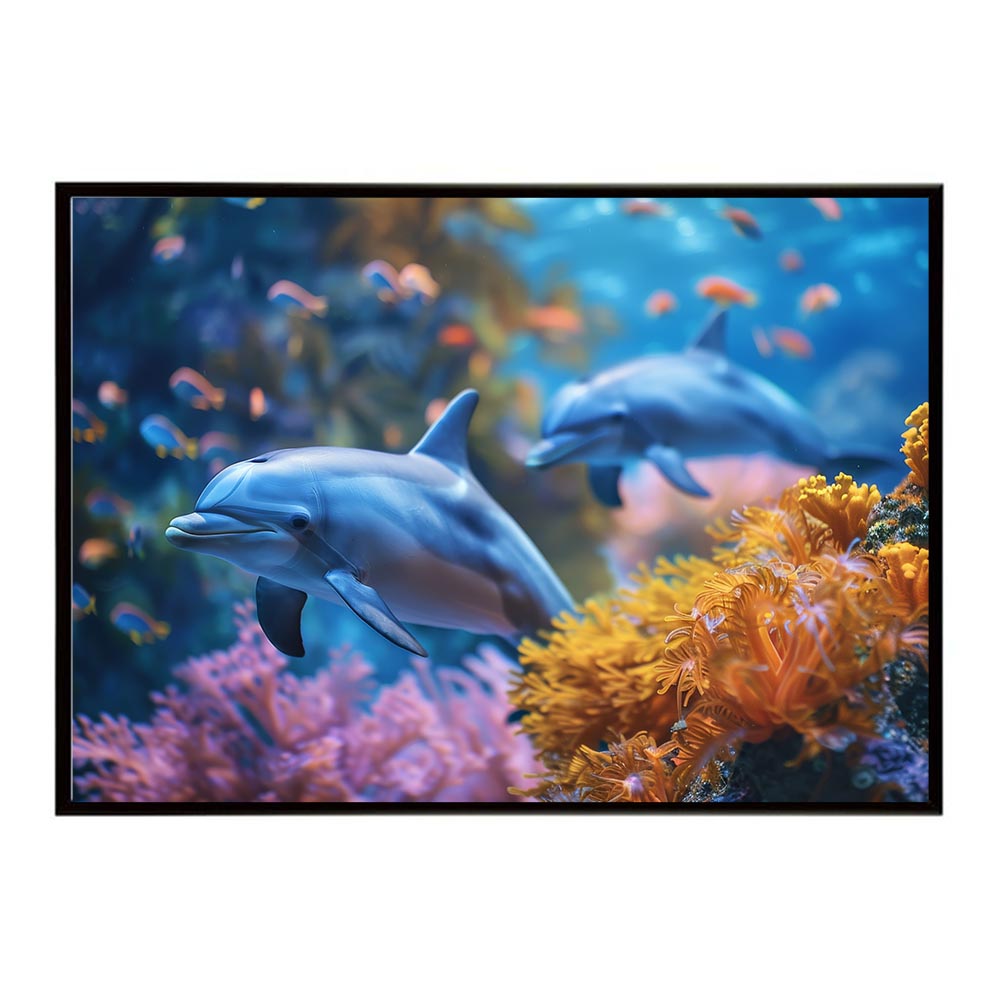 イルカ 海 ブルー ドルフィン 夏 ポスター クジラ シャチ 水族館 水中　南国 ハワイ 自然 サーフ用紙とサイズが選べる インテリア おしゃれ プリントポスター フォト オシャレ アート お洒落 特大 大きい【lh-poster-5913】
