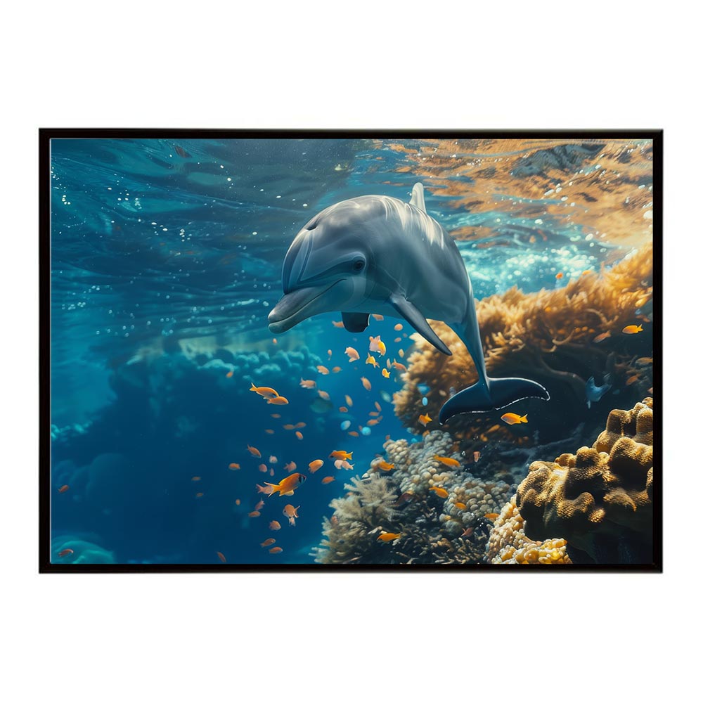 イルカ 海 ブルー ドルフィン 夏 ポスター クジラ シャチ 水族館 水中　南国 ハワイ 自然 サーフ用紙とサイズが選べる インテリア おしゃれ プリントポスター フォト オシャレ アート お洒落 特大 大きい【lh-poster-5916】