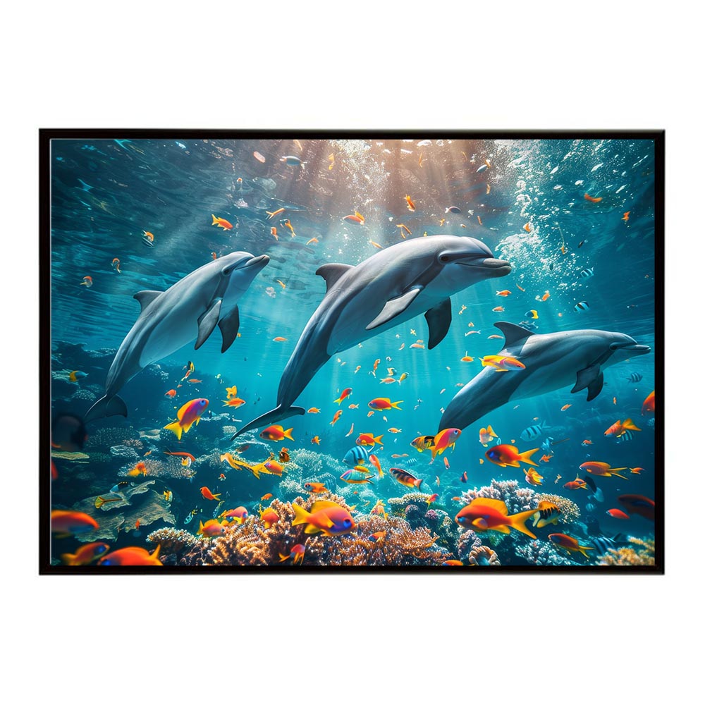 イルカ 海 ブルー ドルフィン 夏 ポスター クジラ シャチ 水族館 水中　南国 ハワイ 自然 サーフ用紙とサイズが選べる インテリア おしゃれ プリントポスター フォト オシャレ アート お洒落 特大 大きい【lh-poster-5919】