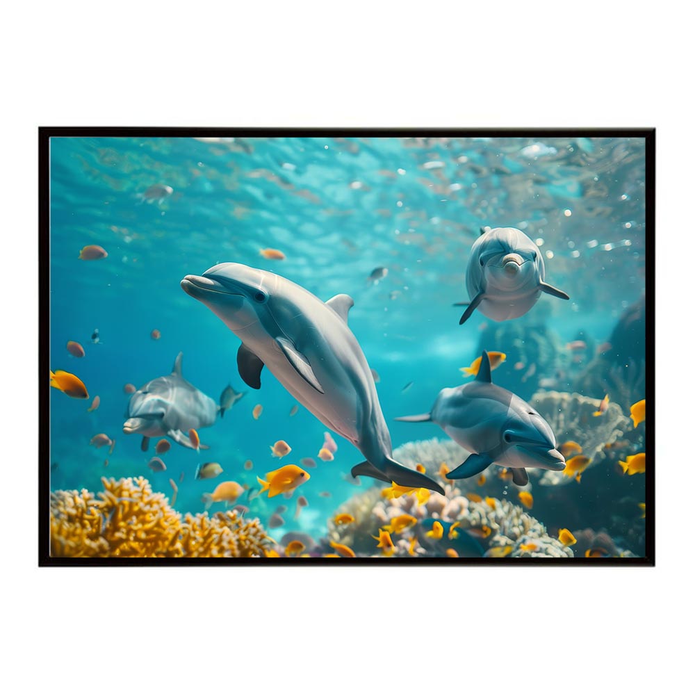 イルカ 海 ブルー ドルフィン 夏 ポスター クジラ シャチ 水族館 水中　南国 ハワイ 自然 サーフ用紙とサイズが選べる インテリア おしゃれ プリントポスター フォト オシャレ アート お洒落 特大 大きい【lh-poster-5923】