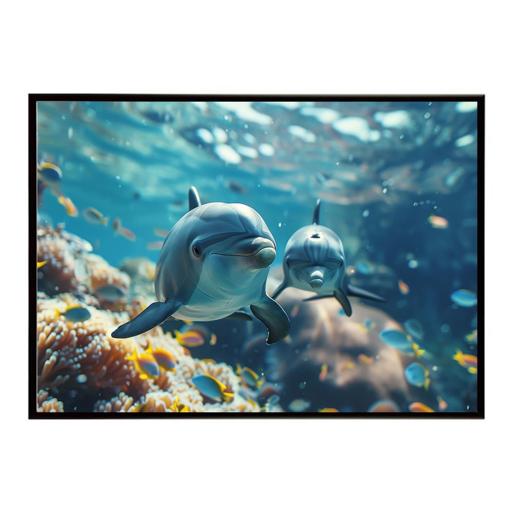 イルカ 海 ブルー ドルフィン 夏 ポスター クジラ シャチ 水族館 水中　南国 ハワイ 自然 サーフ用紙とサイズが選べる インテリア おしゃれ プリントポスター フォト オシャレ アート お洒落 特大 大きい【lh-poster-5929】