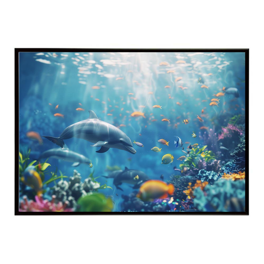 イルカ 海 ブルー ドルフィン 夏 ポスター クジラ シャチ 水族館 水中　南国 ハワイ 自然 サーフ用紙とサイズが選べる インテリア おしゃれ プリントポスター フォト オシャレ アート お洒落 特大 大きい【lh-poster-5931】