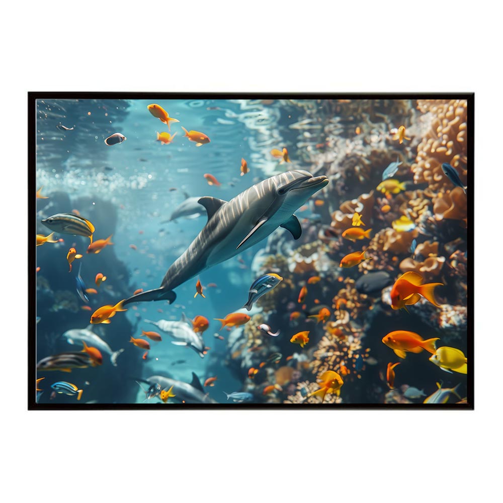 イルカ 海 ブルー ドルフィン 夏 ポスター クジラ シャチ 水族館 水中　南国 ハワイ 自然 サーフ用紙とサイズが選べる インテリア おしゃれ プリントポスター フォト オシャレ アート お洒落 特大 大きい【lh-poster-5933】