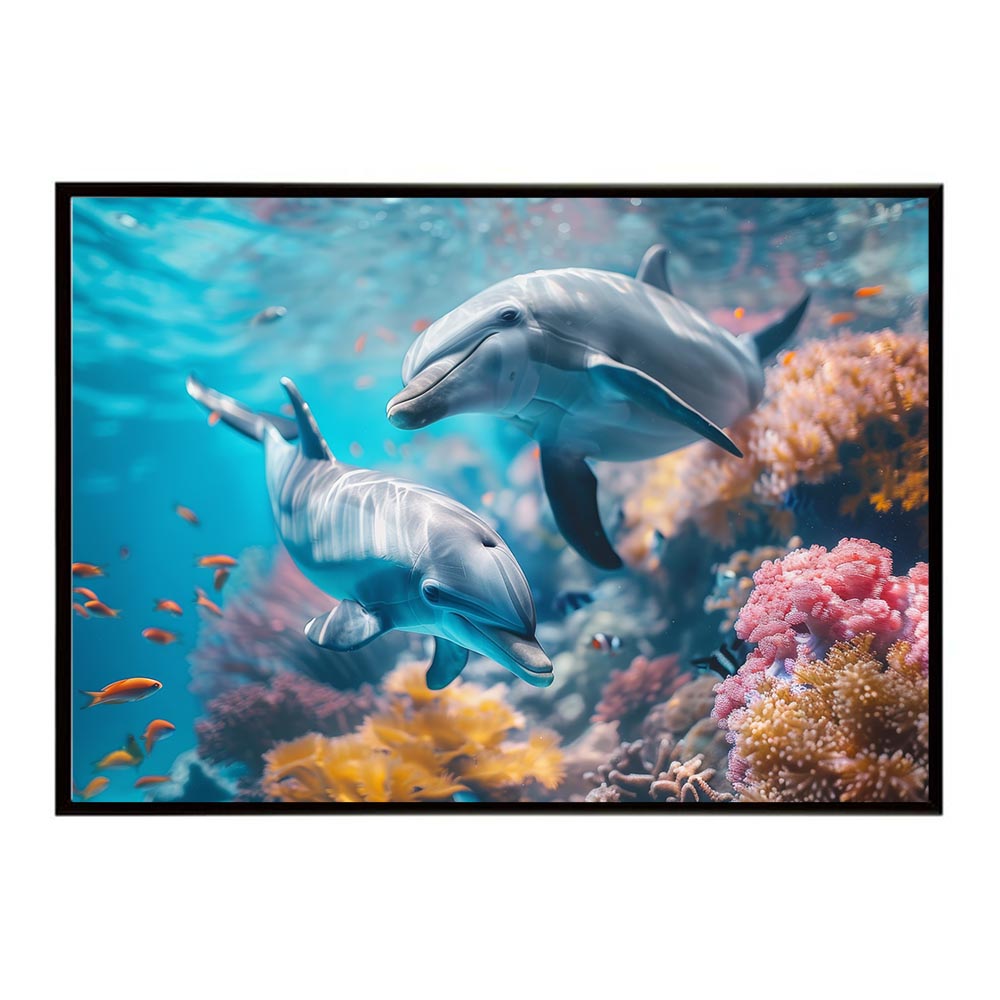 イルカ 海 ブルー ドルフィン 夏 ポスター クジラ シャチ 水族館 水中　南国 ハワイ 自然 サーフ用紙とサイズが選べる インテリア おしゃれ プリントポスター フォト オシャレ アート お洒落 特大 大きい【lh-poster-5935】