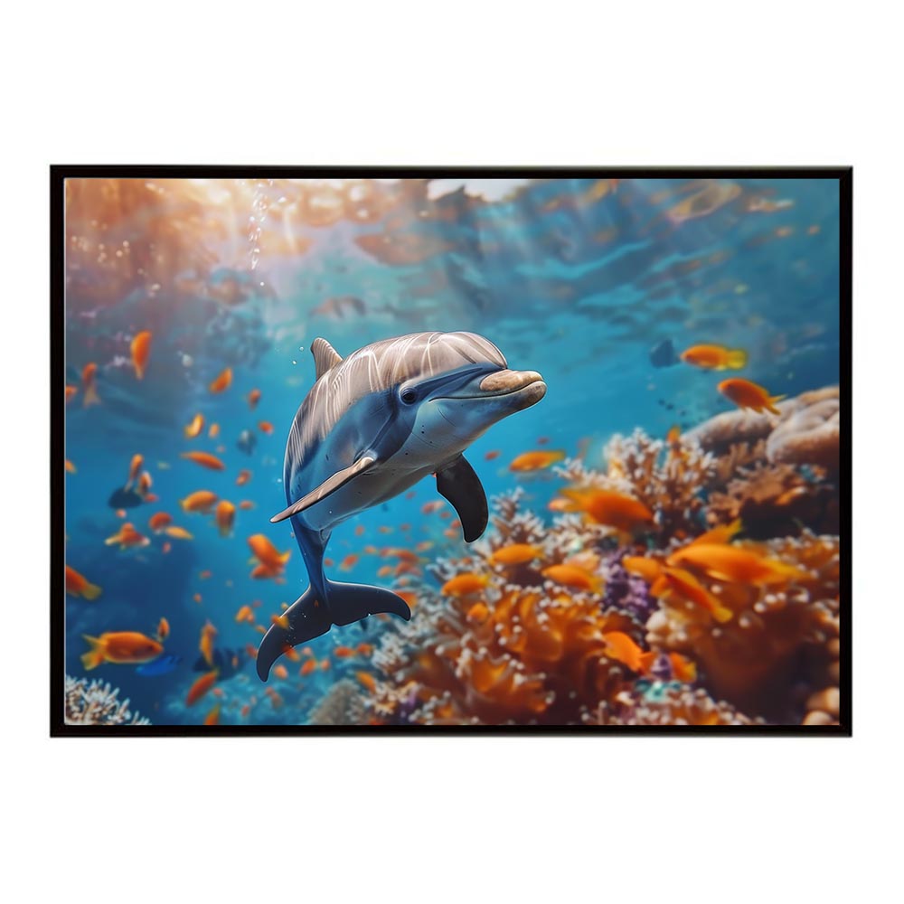 イルカ 海 ブルー ドルフィン 夏 ポスター クジラ シャチ 水族館 水中　南国 ハワイ 自然 サーフ用紙とサイズが選べる インテリア おしゃれ プリントポスター フォト オシャレ アート お洒落 特大 大きい【lh-poster-5937】