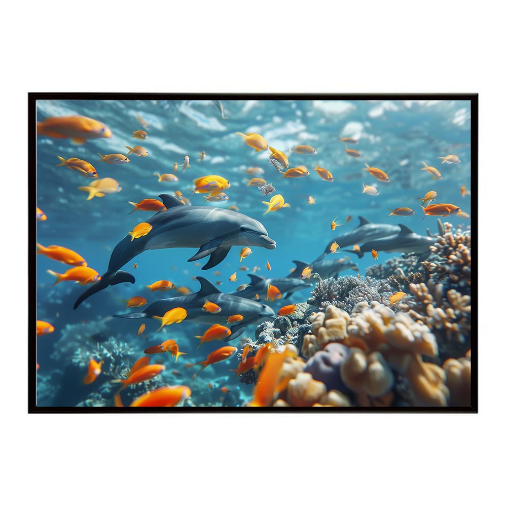 イルカ 海 ブルー ドルフィン 夏 ポスター クジラ シャチ 水族館 水中　南国 ハワイ 自然 サーフ用紙とサイズが選べる インテリア おしゃれ プリントポスター フォト オシャレ アート お洒落 特大 大きい【lh-poster-5940】