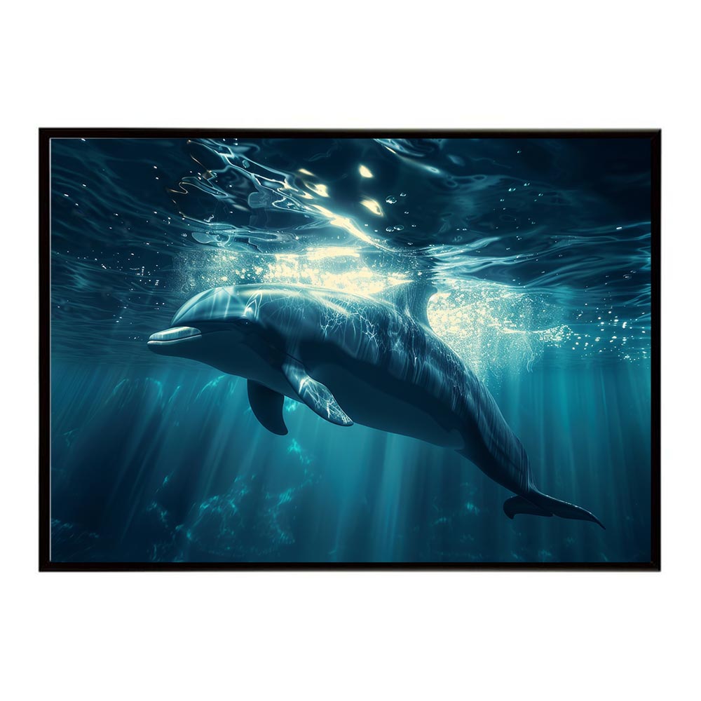 イルカ 海 ブルー ドルフィン 夏 ポスター クジラ シャチ 水族館 水中　南国 ハワイ 自然 サーフ用紙とサイズが選べる インテリア おしゃれ プリントポスター フォト オシャレ アート お洒落 特大 大きい【lh-poster-5955】