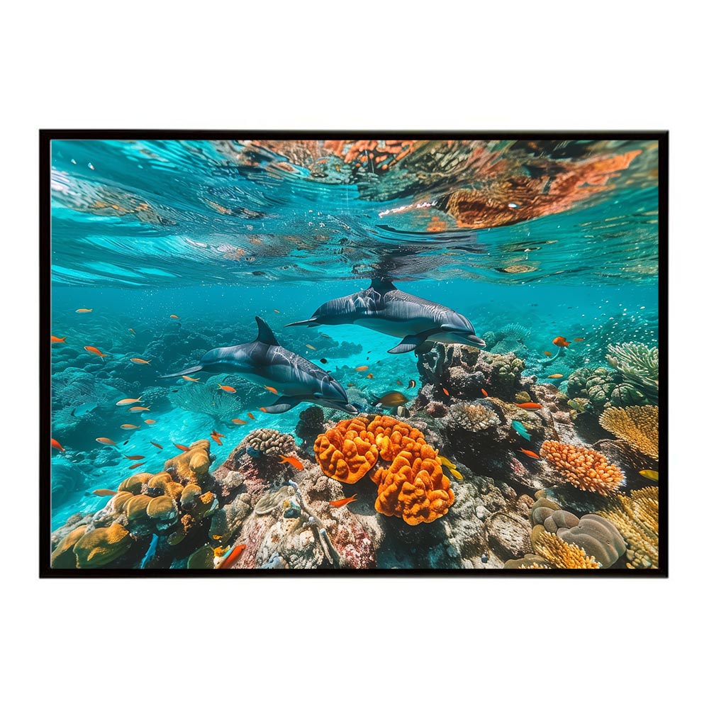 イルカ 海 ブルー ドルフィン 夏 ポスター クジラ シャチ 水族館 水中　南国 ハワイ 自然 サーフ用紙とサイズが選べる インテリア おしゃれ プリントポスター フォト オシャレ アート お洒落 特大 大きい【lh-poster-5972】