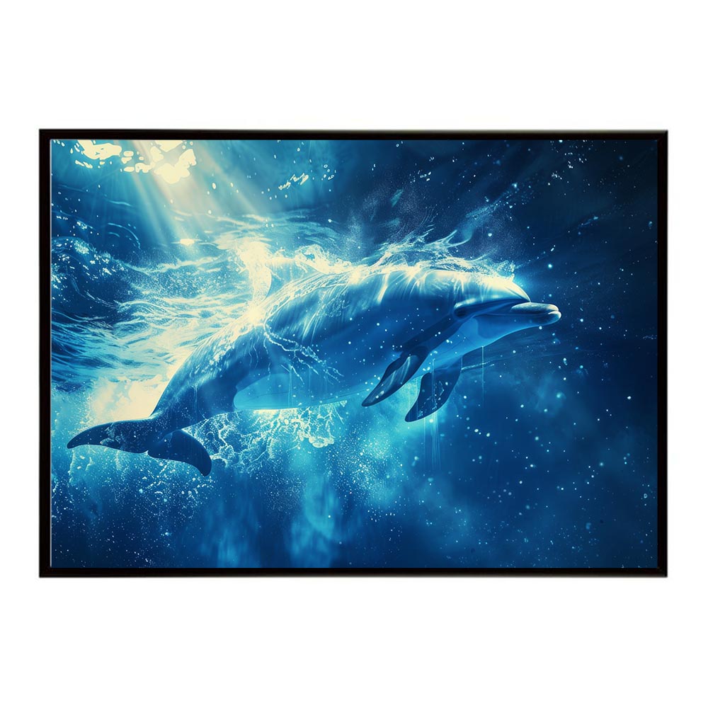 イルカ 海 ブルー ドルフィン 夏 ポスター クジラ シャチ 水族館 水中　南国 ハワイ 自然 サーフ用紙とサイズが選べる インテリア おしゃれ プリントポスター フォト オシャレ アート お洒落 特大 大きい【lh-poster-5986】