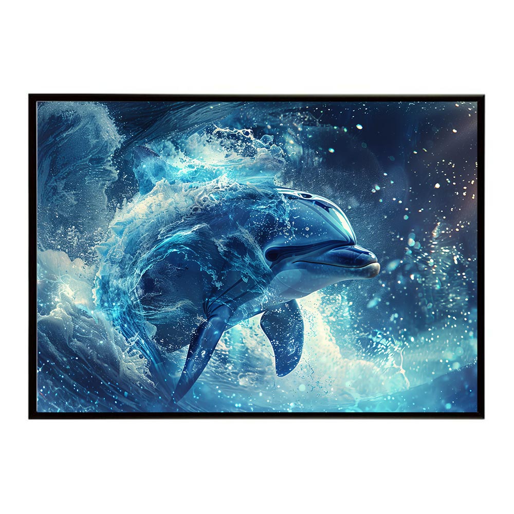 イルカ 海 ブルー ドルフィン 夏 ポスター クジラ シャチ 水族館 水中　南国 ハワイ 自然 サーフ用紙とサイズが選べる インテリア おしゃれ プリントポスター フォト オシャレ アート お洒落 特大 大きい【lh-poster-6011】