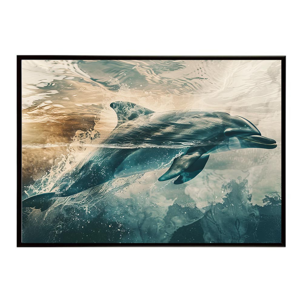 イルカ 海 ブルー ドルフィン 夏 ポスター クジラ シャチ 水族館 水中　南国 ハワイ 自然 サーフ用紙とサイズが選べる インテリア おしゃれ プリントポスター フォト オシャレ アート お洒落 特大 大きい【lh-poster-6029】